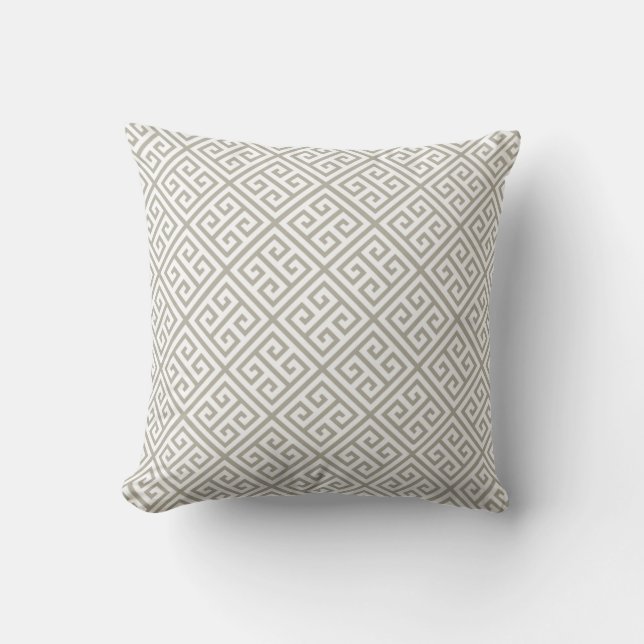 Taupe Greek Key Pillow (Front)
