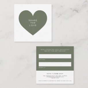 Taupe Green Heart Minimalist Share the Love Referral Card