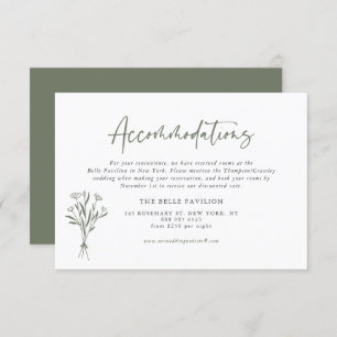 Taupe Green Minimalist Bouquet Accommodations Enclosure Card
