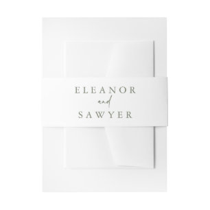 Taupe Green Minimalist Typography Wedding Invitation Belly Band