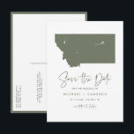 Taupe Green Montana Map QR Code Save the Date Announcement Postcard<br><div class="desc">Announce your Montana wedding in a bold and modern way with this QR Code Save the Date Postcard, featuring a sleek silhouette of the Montana state map. Perfect for couples planning a wedding in Montana's breathtaking landscapes, whether in the wide-open plains, majestic Rocky Mountains, or charming cities like Billings and...</div>