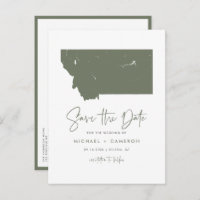 Taupe Green Montana Map QR Code Save the Date