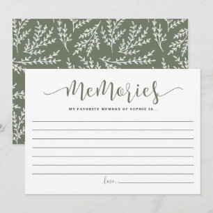 Taupe Green Script Favourite Memory of the Bride Advice Card
