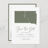Taupe Green South Dakota Map QR Code Save the Date