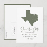 Taupe Green Texas State Map QR Code Save the Date