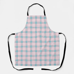 Taupe Grey and Cream Fine Tartan Plaid Apron