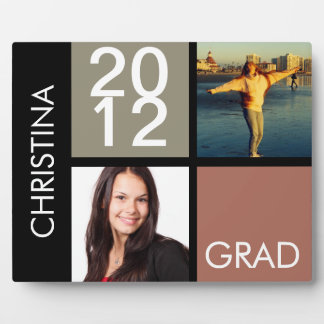 Taupe grey colour block class year graduation plaque