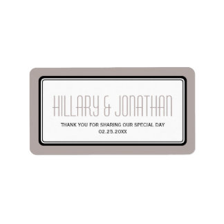 Taupe grey rectangular frame wedding favour labels
