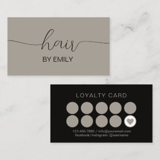 Taupe hair salon Minimalist Loyalty Card