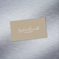 Taupe I Modern Minimalist QR Business Card Magnet