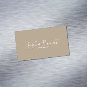 Taupe I Modern Minimalist QR Business Card Magnet