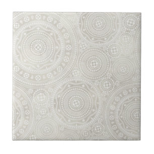 Taupe Ivory Lace Doily Neutral Mandala Print Tile