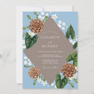 Taupe Leafy Greenery Wedding Invitation