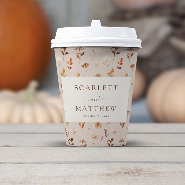 Taupe Leaves Boho Fall Paper Cups (Taupe Leaves Boho Fall Paper Cups by Painted Paperie
)