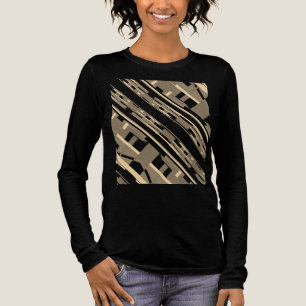 Taupe Light Tan Southwest Look Slanted Art Motif Tri-Blend Shirt
