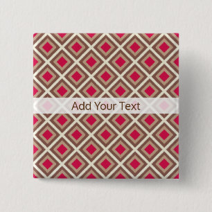 Taupe, Light Taupe, Hot Pink Ikat Diamonds STaylor 15 Cm Square Badge