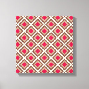 Taupe, Light Taupe, Hot Pink Ikat Diamonds STaylor Canvas Print