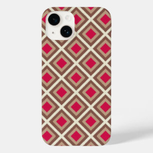 Taupe, Light Taupe, Hot Pink Ikat Diamonds STaylor Case-Mate iPhone 14 Case