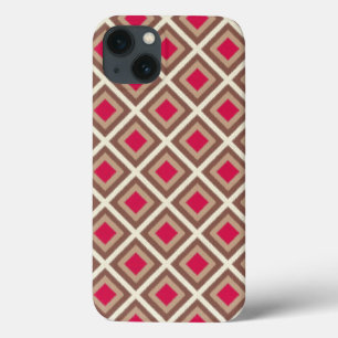 Taupe, Light Taupe, Hot Pink Ikat Diamonds STaylor iPhone 13 Case