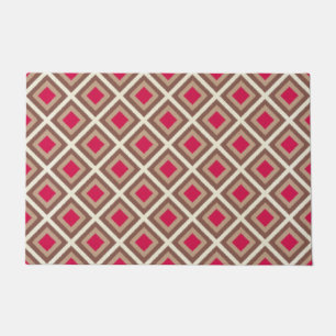 Taupe, Light Taupe, Hot Pink Ikat Diamonds STaylor Doormat