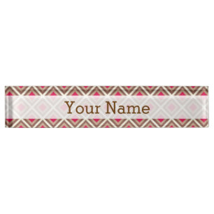 Taupe, Light Taupe, Hot Pink Ikat Diamonds STaylor Nameplate