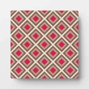 Taupe, Light Taupe, Hot Pink Ikat Diamonds STaylor Plaque