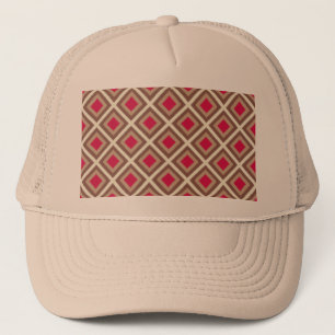 Taupe, Light Taupe, Hot Pink Ikat Diamonds STaylor Trucker Hat