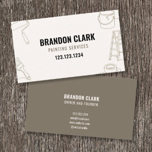 Taupe Line Art Painter Tools Design Painting Business Card
