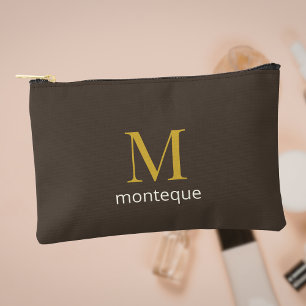 Taupe Luxury Personalized Monogram Gift For Her Accessory Pouch