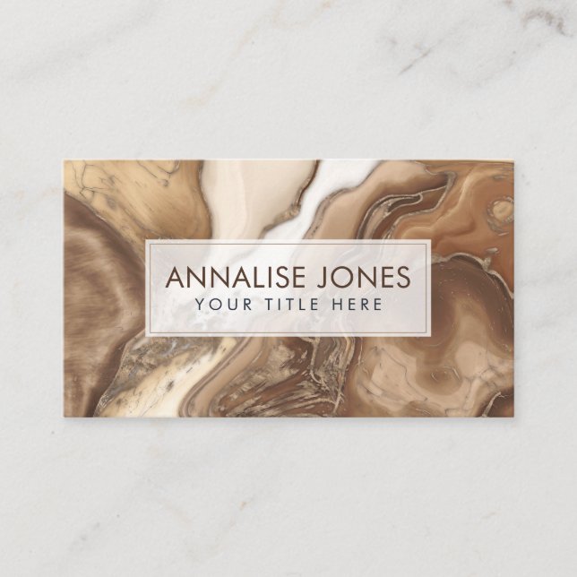 Taupe marble and gold abstract business card (Front)