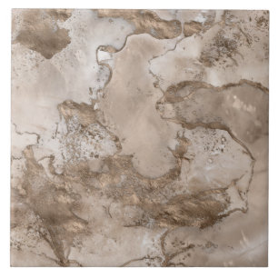 Taupe marble and gold abstract tile