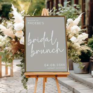 Taupe Minimalist Bridal Brunch Welcome Sign Poster