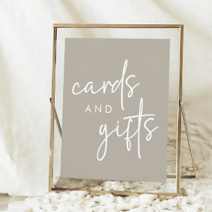 Taupe Minimalist Bridal Shower Cards and Gifts Poster