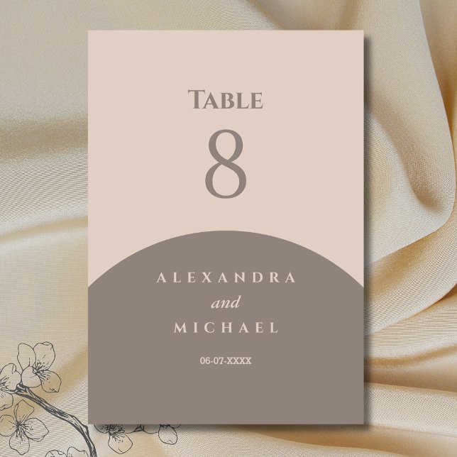 Taupe Minimalist Japandi Wedding  Table Number (Creator Uploaded)