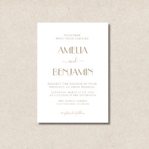Taupe Minimalist Modern Elegant Formal Wedding Invitation