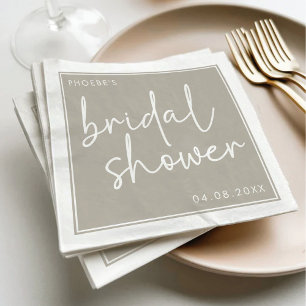 Taupe Minimalist Script Bridal Shower Napkin