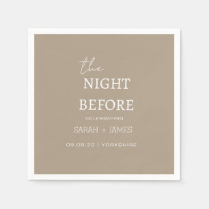 Taupe Minimalist The Night Before Wedding Napkin