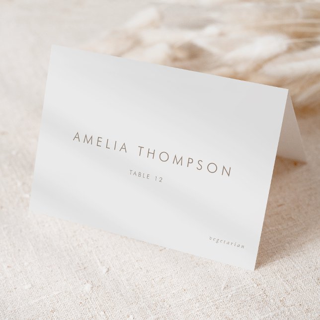 Taupe Minimalist Wedding Meal Choice Place Card (Creator Uploaded)