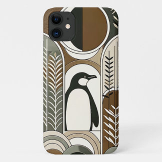 Taupe Mocha Abstract Grain Arcs Pattern Penguin Case-Mate iPhone Case