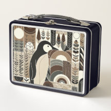 Taupe Mocha Ivory Penguin In Grain Forest Plants