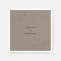 Taupe Modern Edge Elegant Monogram Wedding