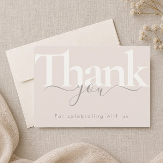 Taupe Modern Gender Neutral Oh Baby Shower Thank You Card