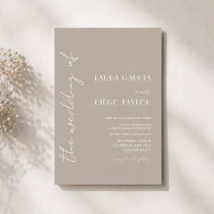 Taupe Modern Simple Wedding Invitation
