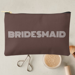 Taupe Modern Typography Bridesmaid Accessory Pouch