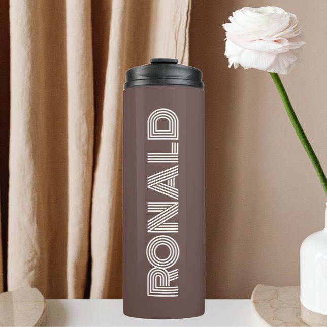 Taupe Modern Typography Personalised Thermal Tumbler (In Situ)