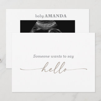 Taupe Muted Gray Ultrasound Photo Pregnancy Card