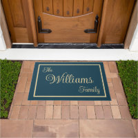 Taupe Navy Elegant Script Family Name Welcome Gift