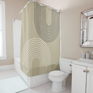 Taupe Neutral Minimalist Shower Curtain