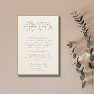Taupe Old Money Luxe Glam Wedding Details Enclosure Card