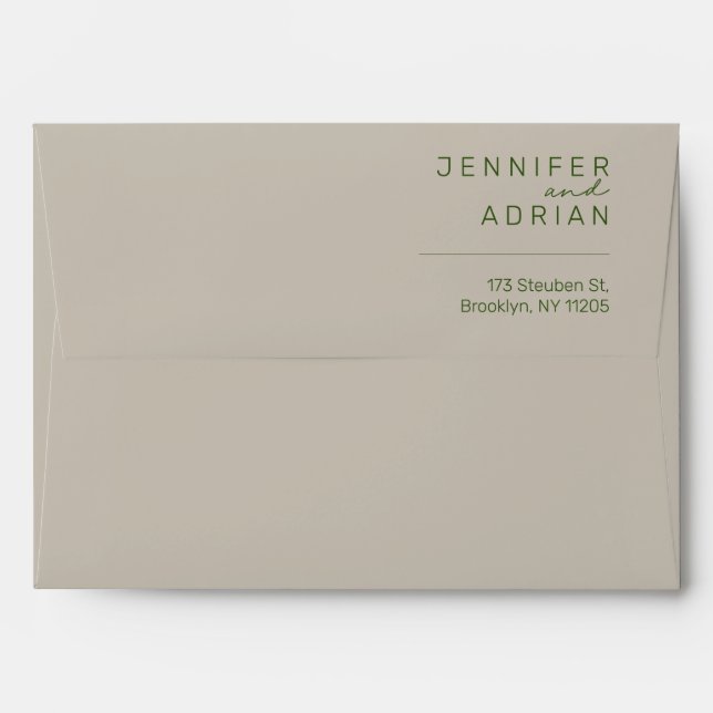 Taupe Pale Silver Elegant Minimal Modern Wedding  Envelope (Back (Top Flap))